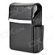 High Quality PU Leather Cigarette Case w/ Lighter Pocket - Black