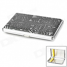 Retro Egyptian Pattern Cigarette Case - Silver + Grey