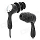 FS-001 Water Resistant Mega Bass In-Ear Earphones - Black + Silver (3.5mm Plug / 89cm-Cable)