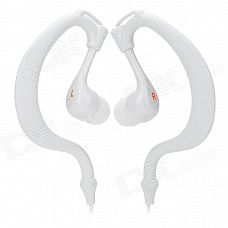 FS-003 Water Resistant Earhook Mega Bass In-Ear Earphones - White (3.5mm Plug / 88cm-Cable)