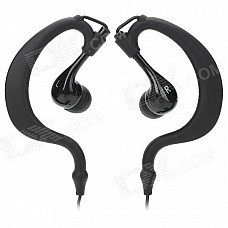 FS-006 Water Resistant Earhook Mega Bass In-Ear Earphones - Black (3.5mm Plug / 88cm-Cable)