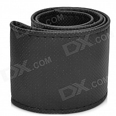 DIY Cow Split Leather Car Steering Wheel Sleeve - Black (37~38cm)