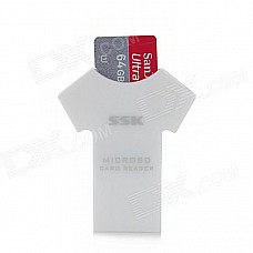 Sandisk 64GB Class 10 Micro SDXC Card + SSK T-Shirt Shaped Card Reader Set - Black + Grey