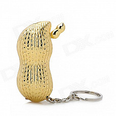 Funny Peanut Style Zinc Alloy Butane Gas Lighter w/ Keychain - Golden