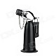 AM-272 1300 Centigrade Blue Flame Windfroof Butane Jet Torch Lighter w / Keychain - Black + Silver