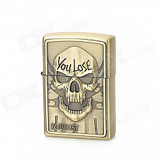 KANTAI Evil Skull Pattern Copper Zinc Alloy Kerosene Oil Lighter - Bronze