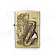 KANTAI Stylish Saxophone Pattern Relievo Copper Zinc Alloy Kerosene Oil Lighter - Bronze