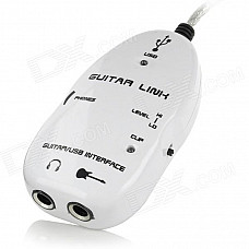 Handy Guitar Effector Plastic Recording Audio Card w/ USB Link Cable - White