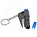 3-in-1 Safety Hammer + Seat Belt Cutter + Whistle Keychain - Black + Blue