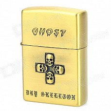 KANTAI Skulls Pattern Kerosene Oil Lighter - Antique brass