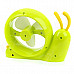 H2-10 Cute Snail Style Mini USB 2.0 3-blade 1-Mode Fan - Green + White