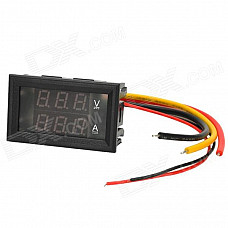 Mini Dual 3-Digit LED Display Digital Car Voltmeter / Ammeter Module (DC 0~100V / 10A 12V)