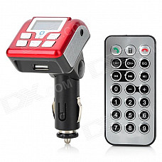 1.0" LCD 2.4GHz Bluetooth v2.0 Car FM Transmitter MP3 Player w/ SD / Hands-Free Speakerphone - Red