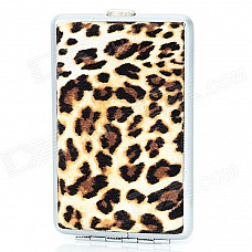 Sexy Leopard Pattern PU Leather + Stainless Steel Cigarette Case - Black + Brown + Silver