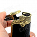 Cool Crocodile Head Switch PU Cover Blue Flame Windproof Butane Jet Torch Lighter - Black + Bronze