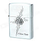 6164 Stylish Rose Pattern Relievo Stainless Steel Kerosene Oil Lighter - Silver