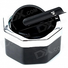 Stylish Practical Semi-automatic Stainless Steel Ashtray - Black + Silver