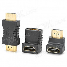 HDMI Male to Female + HDMI Male to Male + HDMI Female to Female Adapters - Black + Golden (3 PCS)