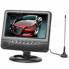 PTV702 7" TFT LCD 16:9 Portable TV w/ FM / SD / USB 2.0 / AV-in / AV-out - Black + Silver (EU Plug)