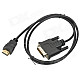 Gold Plated DVI Male to HDMI Male Connection Cable - Black + Golden (100cm)