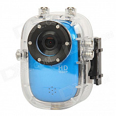 F10 1.5" LTPS 1080p 5.0MP CMOS Sport Waterproof DVR Camcorder w/ TF - Blue