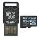 Transcend Micro SDHC / TF Memory Card w/ USB Card Reader - Black + White (32GB / Class 4)