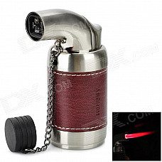 HONEST 516 Windproof 2000'C Butane Jet Torch Lighter - Silver + Brown