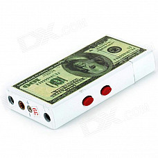 Creative Dollar Pattern Butane Gas Lighter w/ Purple / White Light - White + Green