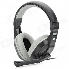 Cosonic CT-770 3.5mm Wired Stereo Bass Headset w/ Microphone for Computer Game - Black + Gray (1.8m)