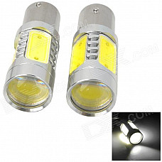 1157-7.5W 1157 500lm 7.5W 6500K 5-LED White Light Car Brake Lamp - Silver + Yellow (12~24V / Pair)