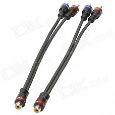 3.5mm Female to Dual Male Car Audio Split Y-Cable - Black (20 CM)