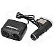 WF0097 Universal USB Car Charger w/ Two Extra Cigarette Lighter - Black + Silver + Blue