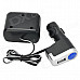 WF0097 Universal USB Car Charger w/ Two Extra Cigarette Lighter - Black + Silver + Blue