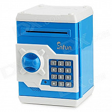 Mini 4-digit PIN Combination Safe Coin Bank - Blue + White (3 x AA)