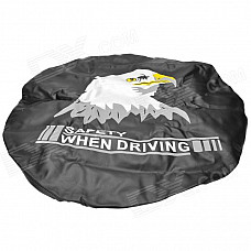 Eagle Head Pattern 16" Thicken PVC Artificial Leather Cover for Car Spare Tire - Black + White