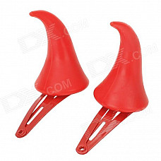 G-278 Cute Clip-on PVC Devil Horn Hairpin for Halloween / Party - Red (1 Pair)