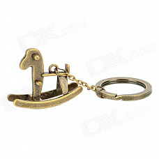 Retro Wooden Horse Style Keychain - Bronze