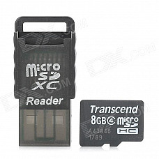 Transcend 8GB Class 4 MicroSDHC TF Card + Card Reader Set