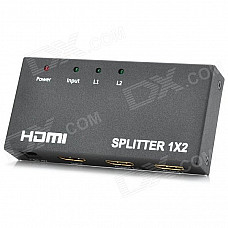 1080P 1-In 2-Out HDMI V1.3 Splitter w/ Power Adapter - Black + White