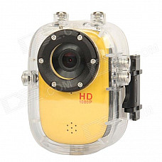 F10 1.5" LTPS Waterproof 1080p 5.0 MP CMOS Sport DVR Camcorder w/ G-sensor / TF / Mini HDMI - Yellow