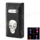 Windproof Colorful Flashing Light Skull Pattern Green Flame Butane Jet Lighter - Black (3 x LR41)