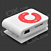 Mini Sports Clip-On MP3 Music Player w/ TF / Earphones - White + Red