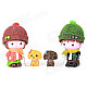 Couple Walk The Dog Style Resin Decoration Doll Toy - Red + Green + Brown + Yellow (2 PCS)