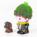 Couple Walk The Dog Style Resin Decoration Doll Toy - Red + Green + Brown + Yellow (2 PCS)