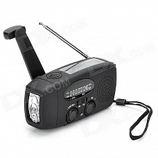 HY HY-088 Solar Powered / Hand Crank AM / FM Radio / LED Flashlight - Black