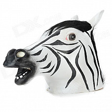 A-008 Party Cosplay Zebra Latex Head Mask - White + Black