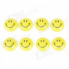 KAMEI KM-803-8 Round Shape Smile Face Refrigerator White Board Magnet - Yellow + Black (8 PCS)