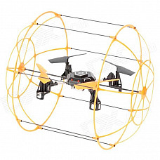Six-Axis Quad-Wing 4-CH 2.4GHz Radio Controlled R/C Rolling Aircraft w/ Gyro / Outer Frame - Orange