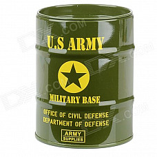 Creative Stainless Steel Oil Drum Shaped Ashtray / Pen Holder - Army Green