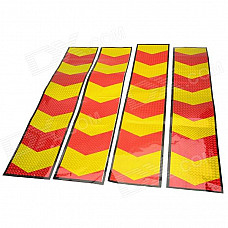 Arrows Symbol Car Reflective Warning Mask Sticker - Red + Yellow (4 PCS)